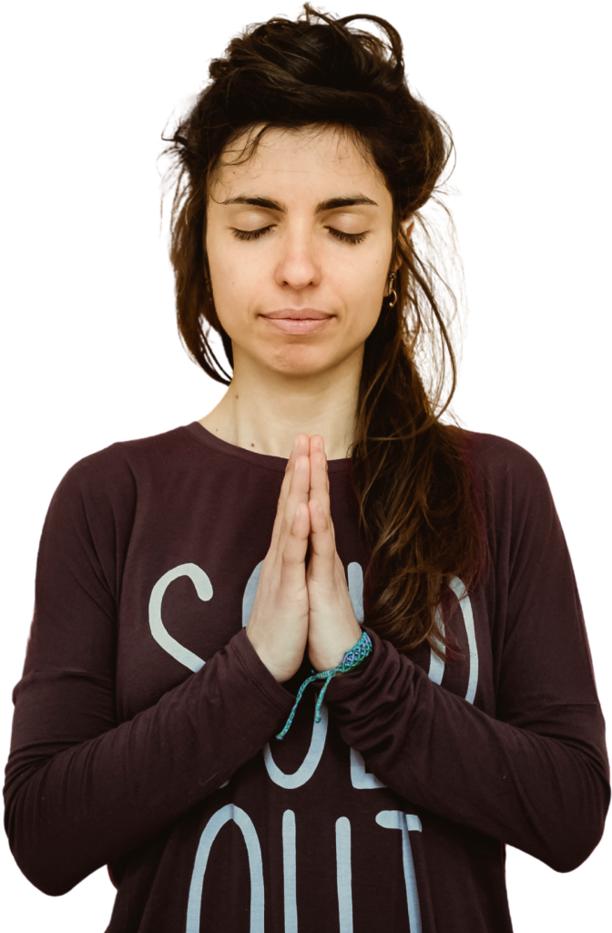 Debora Scarpata in Anjali Mudra lo Yoga delle mani